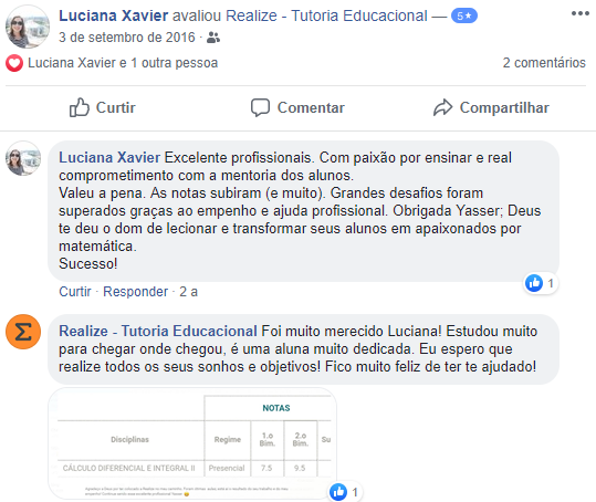 Avaliação facebook - Luciana Xavier