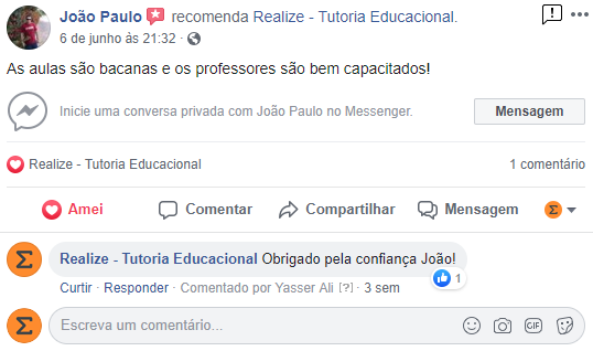 Avaliação facebook - João Paulo