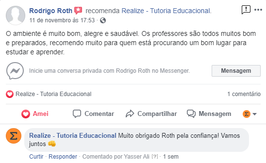 Avaliação facebook - Rodrigo Roth